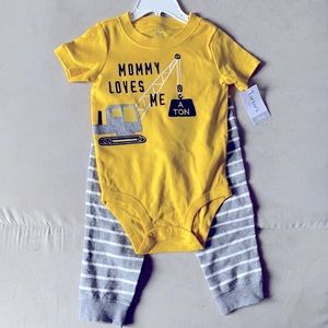 Mommy loves me a ton construction outfit NTW brand new 24mo